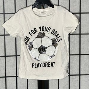⚽️H&M Unisex Kids Soccer Goals Graphic T-Shirt 🥅 Reversible Sequin 4-6 ⚽️